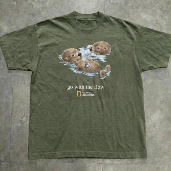 Tops - National Geographic Green Otter Graphic Tee